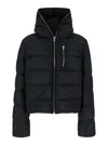Rick Owens Black Cropped Hooded Down Jacket With Zip In Tech Fabric Man In Black