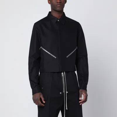 RICK OWENS BLACK CROPPED JACKET WITH ZIP