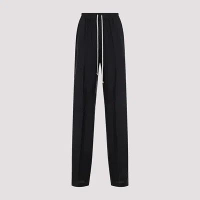 RICK OWENS BLACK CUPRO DIETRICH DRAWSTRING PANTS