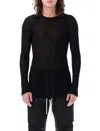 Rick Owens Forever Rib Ls T In Mini Rib Jersey In Black