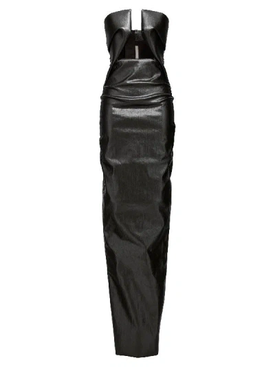 Rick Owens Black Denim Long Dress For Women