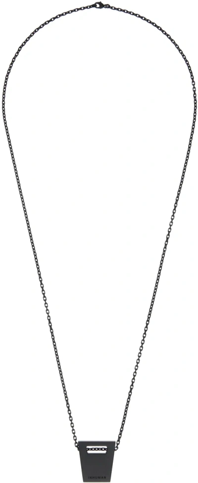 Rick Owens Black Dogtag Necklace In 09 Black