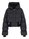 Rick Owens Black Down Jacket With Crop Design And Fixed Hood In Tech Fabric Woman In Black