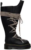 Rick Owens Black Dr. Martens Edition 1b60 Quad Sole Pentalace Boots In Black