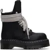 Rick Owens X Dr. Martens Quad Sole Steel Toe Leather Ankle Boots In Black