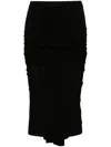 RICK OWENS BLACK DRAPED DETAIL PENCIL SKIRT