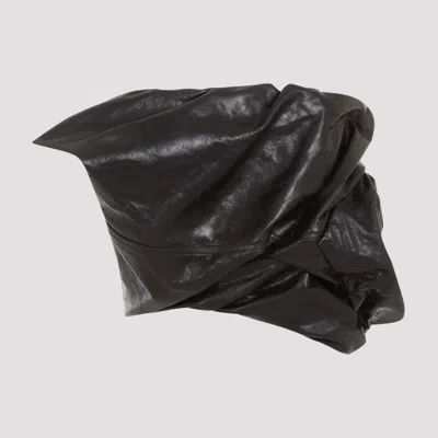 RICK OWENS BLACK DRAPER BUSTIER LEATHER TOP