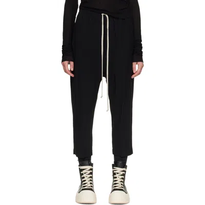 Rick Owens Black Drawstring Astaires Cropped Trousers