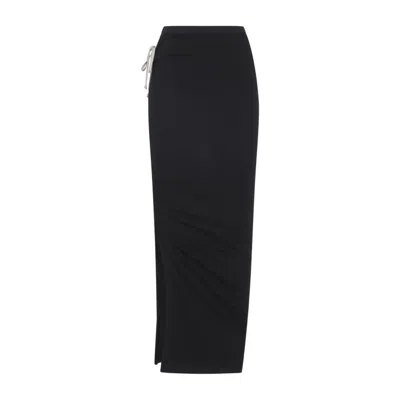 Rick Owens Black Drawstring Maxi Skirt
