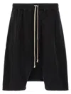 Rick Owens Bermuda Shorts With Back Pockets And Elastic Waistband In Black