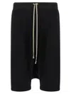 Rick Owens Black Drawstring Pods Bermuda Shorts In Black