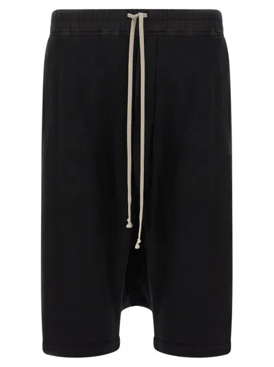 Rick Owens Black Drawstring Pods Bermuda Shorts