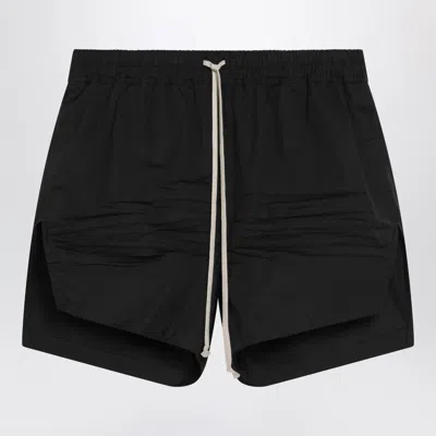 Rick Owens Black Drawstring Shorts In Cotton Poplin