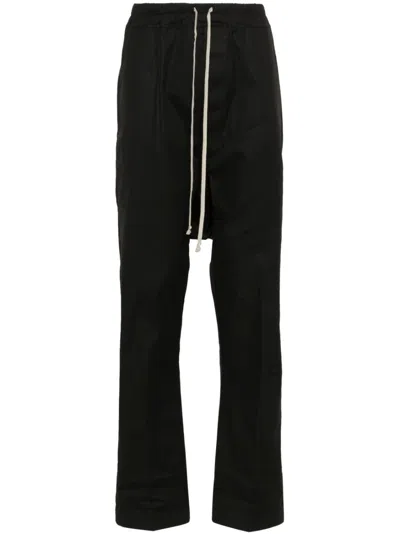 RICK OWENS BLACK DROP-CROTCH COTTON TROUSERS