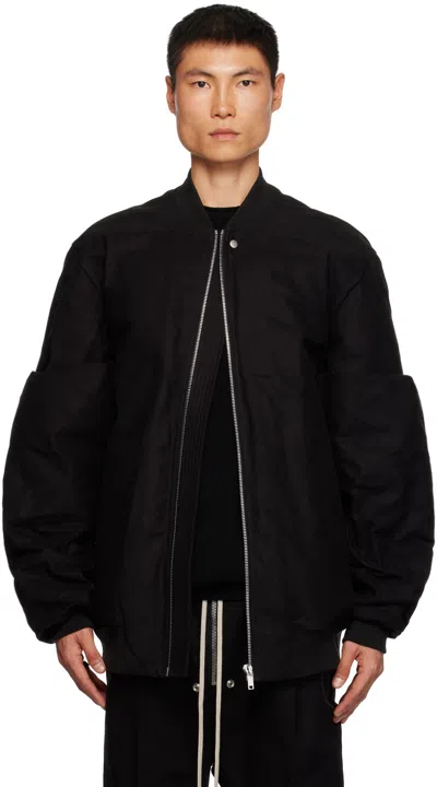 Rick Owens Black Easy Gauntlet Bomber Jacket In 09 Black