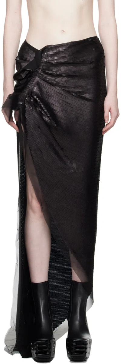 Rick Owens Black Edfu Maxi Skirt In 0999 Black/black Ma