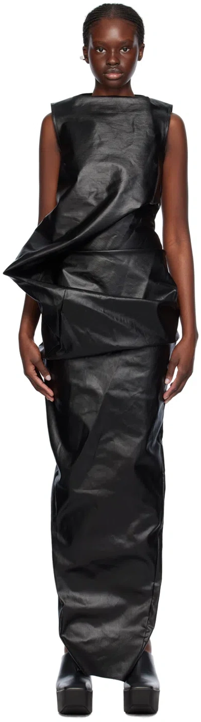 Rick Owens Black Elipse Denim Maxi Dress