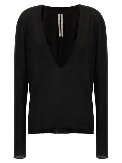 Rick Owens Black Extreme V Neck Sweater