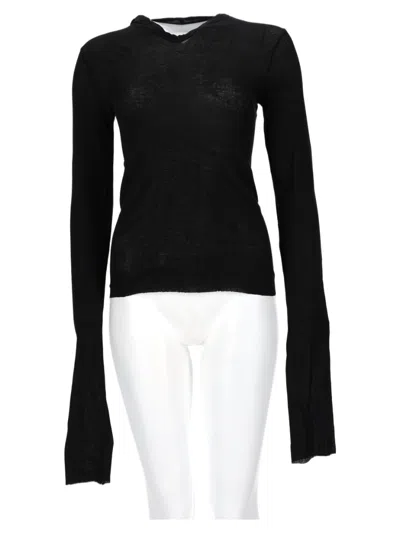 Rick Owens Black Fitted Long-sleeve Cotton T-shirt