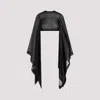 Rick Owens Black Cotton And Silk Crop Top Tops Black In Black