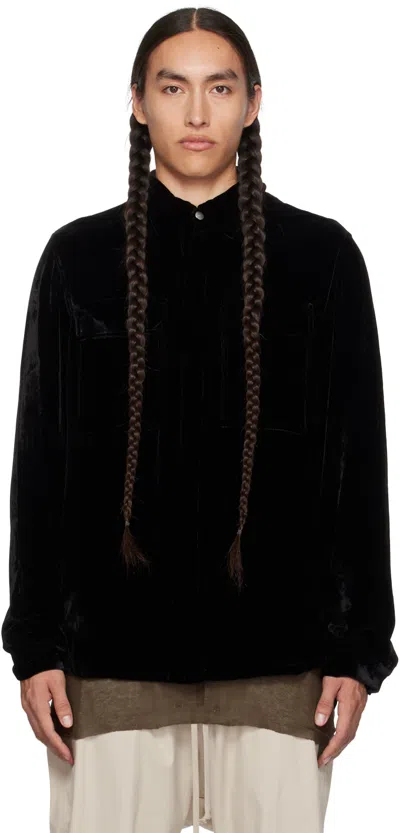 Rick Owens Black Flap Pocket Shirt In 09 Black