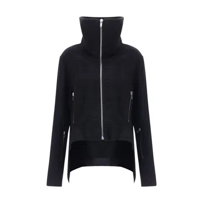 Rick Owens Black Fleece Wool Biker Jacket