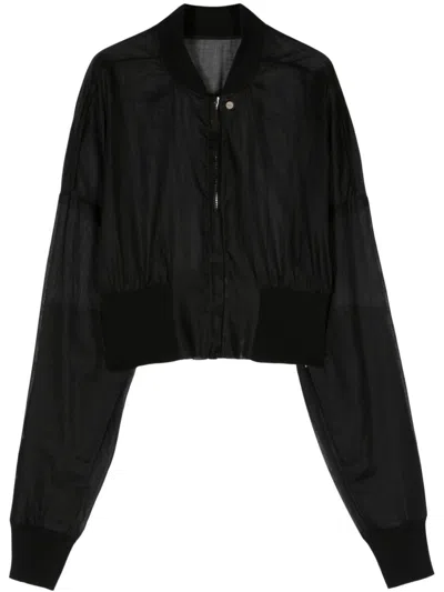 Rick Owens Flight Semi-sheer Bomber Jacket In Black