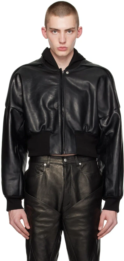 Rick Owens Black Flight Leather Jacket In 09 Black