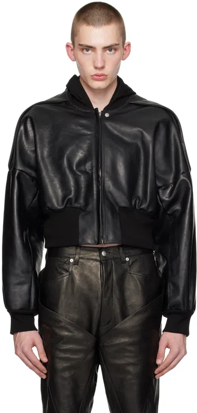 Rick Owens Black Flight Leather Jacket In 09 Black