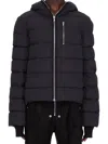 Rick Owens Black Gimp Quilted Down Jacket In Blue