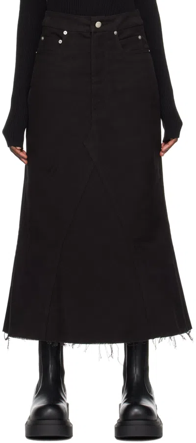 RICK OWENS BLACK GODET MIDI SKIRT
