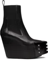 Rick Owens Black Grilled Wedge Beatle Chelsea Boots