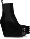 Rick Owens Black Grilled Wedge Beatle Suede Chelsea Boots