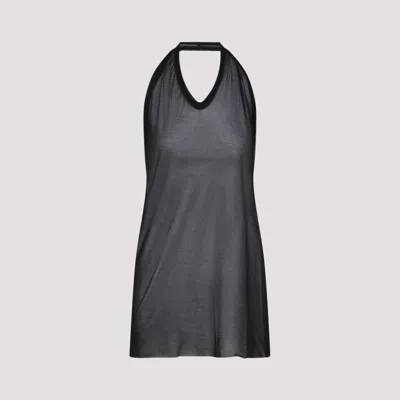 RICK OWENS BLACK HALTER T VISCOSE TOP
