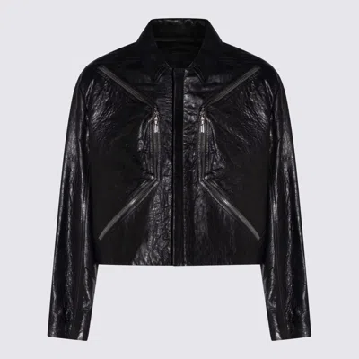 Rick Owens Black Heizer Mac Leather Jacket