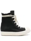 RICK OWENS BLACK HIGH-TOP LEATHER SNEAKERS