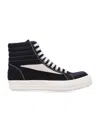 Rick Owens Black Cotton Sneakers With Contrast Stitching And Branded Leather Insole For Women In Black