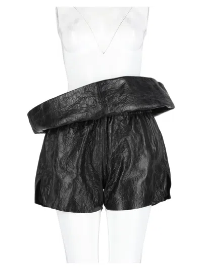 Rick Owens Black High-waisted Lambskin Leather Shorts