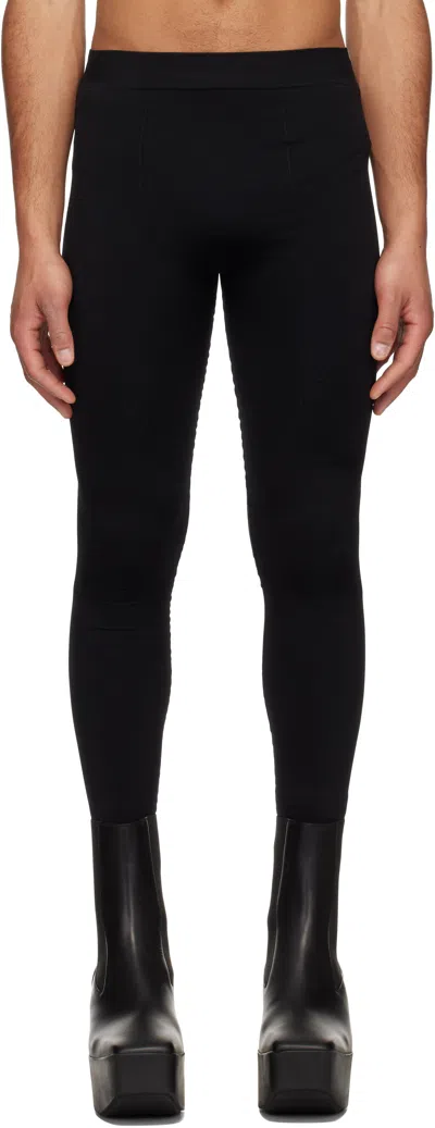 Rick Owens Black Hollywood Active Knit Leggings In 09 Black