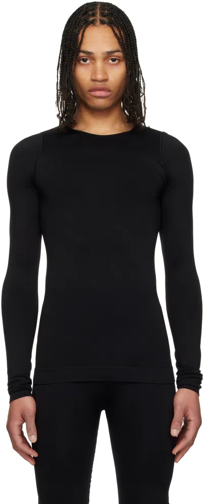 Rick Owens Black Hollywood Active Knit Ls T-shirt In 09 Black