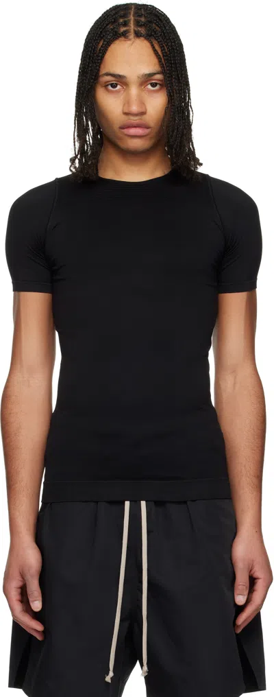 Rick Owens Black Hollywood Active Knit Ss T-shirt In 09 Black