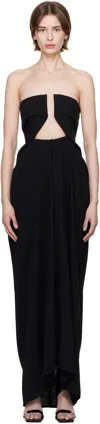 Rick Owens Black Hollywood Amphora Prong Maxi Dress In 09 Black