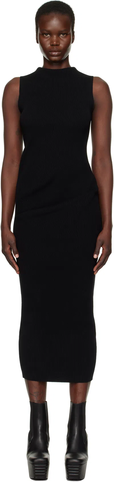 Rick Owens Black Hollywood Babel Midi Dress In 09 Black