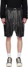 Rick Owens Bauhaus Organic Cotton Bermuda Shorts With Leather Details In 09 Black
