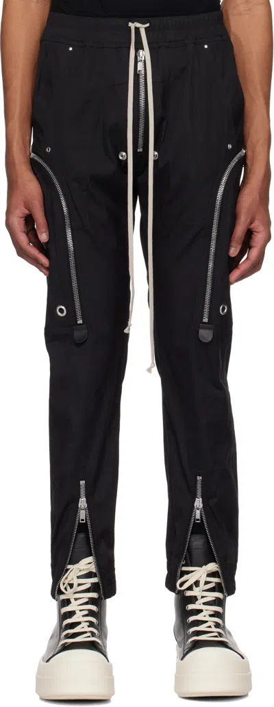 RICK OWENS BLACK HOLLYWOOD BAUHAUS CARGO PANTS