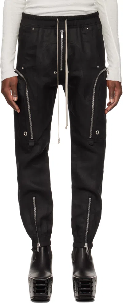 RICK OWENS BLACK HOLLYWOOD BAUHAUS CARGO PANTS