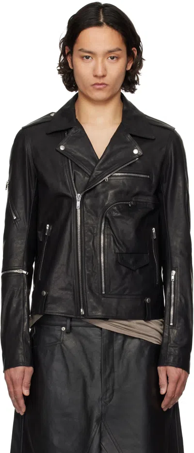 Rick Owens Black Hollywood Bauhaus Stooges Leather Jacket In 09 Black