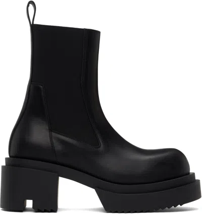 RICK OWENS BLACK HOLLYWOOD BEATLE BOGUN CHELSEA BOOTS