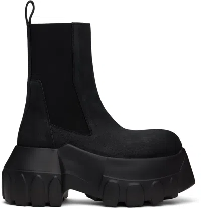 RICK OWENS BLACK HOLLYWOOD BEATLE MEGA TRACTOR BOOTS