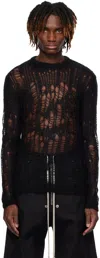 Rick Owens Black Hollywood Biker Round Neck Sweater In 09 Black